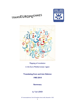 Mapping of translation in the Euro-Mediterranean region Translating