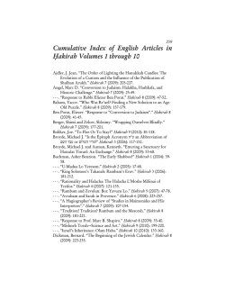 Cumulative Index of English Articles in H.akirah Volumes 1 through 10