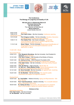 The Conference The Biology of Longevity and Quality of Life