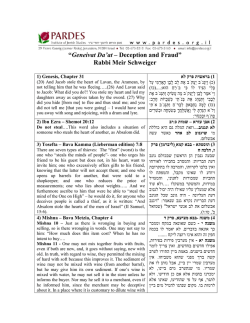“Geneivat Da`at – Deception and Fraud” Rabbi Meir