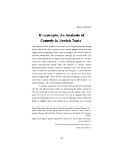 Humorayta: An Analysis of Comedy in Jewish Texts1