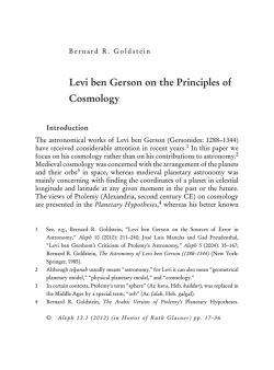 Levi ben Gerson on the Principles of Cosmology