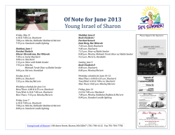 Of Note for June 2013 Young Israel of Sharon