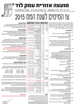 צו המיסים לשנת 2015 - מועצה אזורית עמק לוד