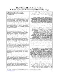 The Politics of Exclusion in Judaism R. Moshe Feinstein vs