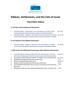 Kibbutz, Settlements, and the Fate of Israel Yossi Klein Halevi
