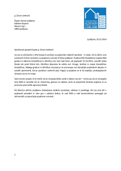 Pismo županu Ljubljane Zoranu Jankoviću