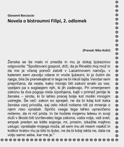 Novela o bistroumni Filipi, 2. odlomek