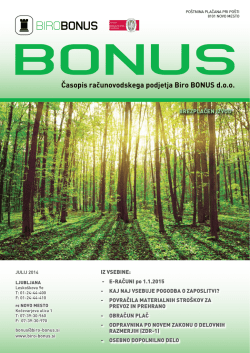 Časopis računovodskega podjetja Biro BONUS d.o.o.