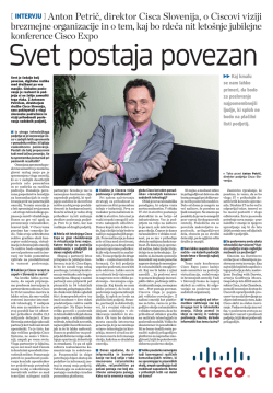Anton Petrič, direktor Cisca Slovenija, o Ciscovi viziji brezmejne