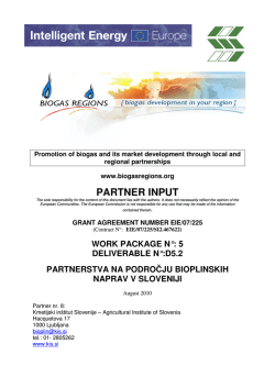 PARTNER INPUT - Biogas Regions project
