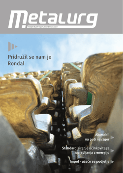 Metalurg, januar-februar 2012, številka 1