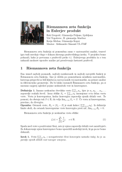 Riemannova zeta funkcija in Eulerjev produkt 1