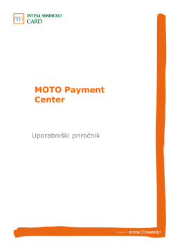 MOTO Payment Center - uporabniški priročnik, Verzija 1.0