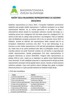 Nacrt dela mladinska reprezentanca 2014-2015
