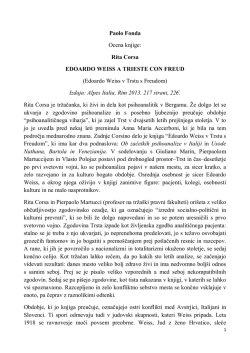 Ocena knjige: Rita Corsa. Edoardo Weiss v Trstu s Freudom