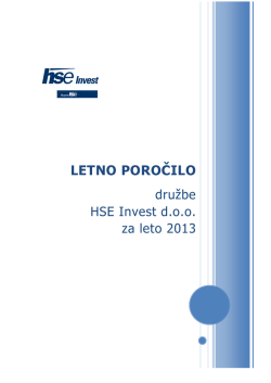Letno poročilo HSE Invest za leto 2013