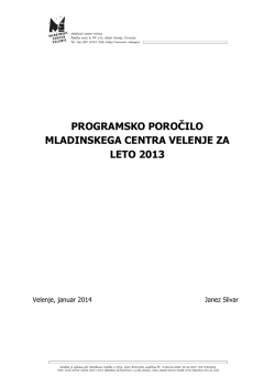 Poročilo o delu 2013 - Mladinski center Velenje