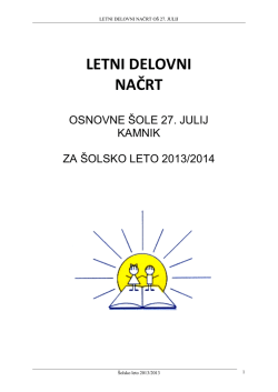 LETNI DELOVNI NAČRT - Osnovna šola 27. julij, Kamnik