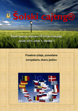 Posebna izdaja, posvečena evropskemu dnevu jezikov Šolski