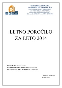 Poslovno poročilo 2014 - Ekonomska gimnazija in srednja šola