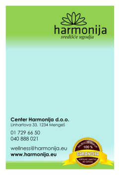 Center Harmonija d.o.o. 01 729 66 50 040 888 021 wellness