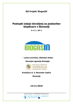 Postopki izdaje dovoljenj za postavitev bioplinarn v
