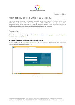 Namestitev zbirke Office 365 ProPlus