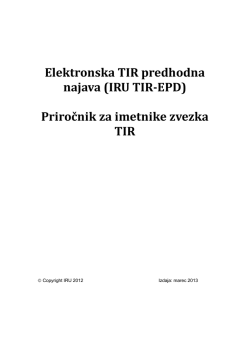 Elektronska TIR predhodna najava (IRU TIR