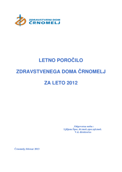 Letno poročilo 2012 - Zdravstveni dom Črnomelj