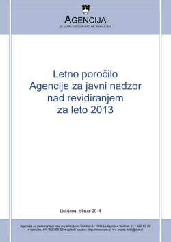 Letno poročilo Agencije za leto 2013