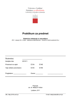 Praktikum za predmet - Laboratorij za razsvetljavo in fotometrijo