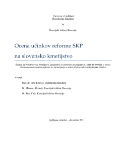Ocena učinkov reforme SKP na slovensko kmetijstvo