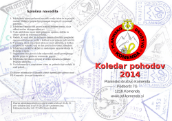 Koledar pohodov 2014 - Planinsko društvo Komenda