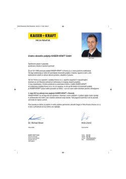 Uradno obvestilo podjetja KAISER+KRAFT GmbH Dir. Michael