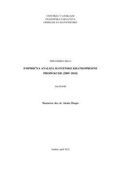 empirična analiza slovenske kratkoprozne produkcije (2005–2010)