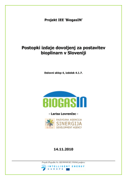 Postopki izdaje dovoljenj za postavitev bioplinarn v