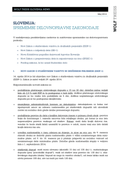 slovenija: spremembe delovnopravne zakonodaje