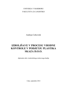 Andreja Cerkovnik: Proces vhodne kontrole v
