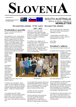 SOUTH AUSTRALIA - Novice iz Slovenije