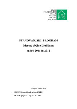 Stanovanjski program 2011, 2012 - Javni stanovanjski sklad Mestne