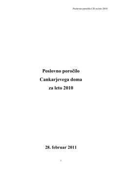 Poslovno poročilo Cankarjevega doma za leto 2010