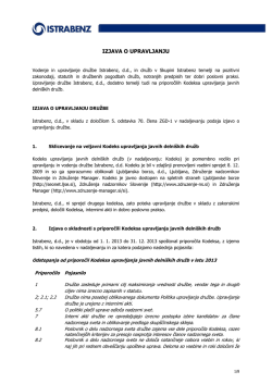 Izjava o upravljanju družbe 2013
