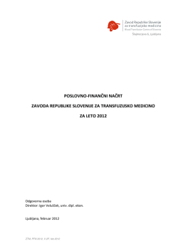 Poslovno finančni načrt 2012 - Zavod Republike Slovenije za