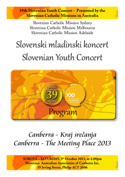Slovenski mladinski koncert Slovenian Youth Concert Program