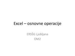 Excel – osnovne operacije - Vegova
