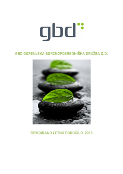 Letno poročilo GBD BPD d.d. 2013