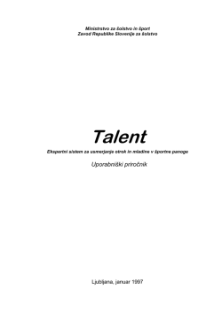 Talent: ekspertni sistem za usmerjanje otrok in mladine v