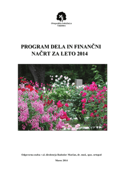 Finančni načrt 2014 - Ortopedska bolnišnica Valdoltra