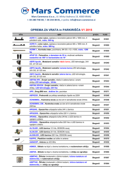 OPREMA ZA VRATA in PARKIRIŠČA V1 2015